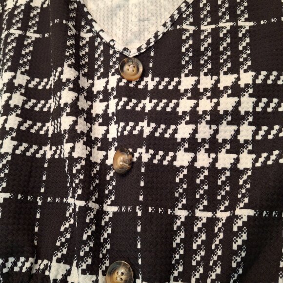 Plus Palazzo Wide Leg Jumpsuit, LG Stretch, Plaid Geometric, Slip On, New w Tags - Picture 12 of 16